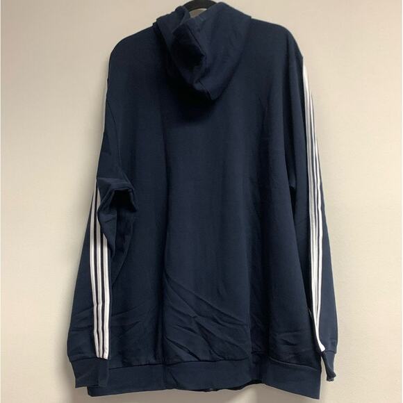 adidas Men's 4XL Essentials Fleece 3-Stripes Full-Zip Hoodie, Navy Blue - Picture 3 of 5